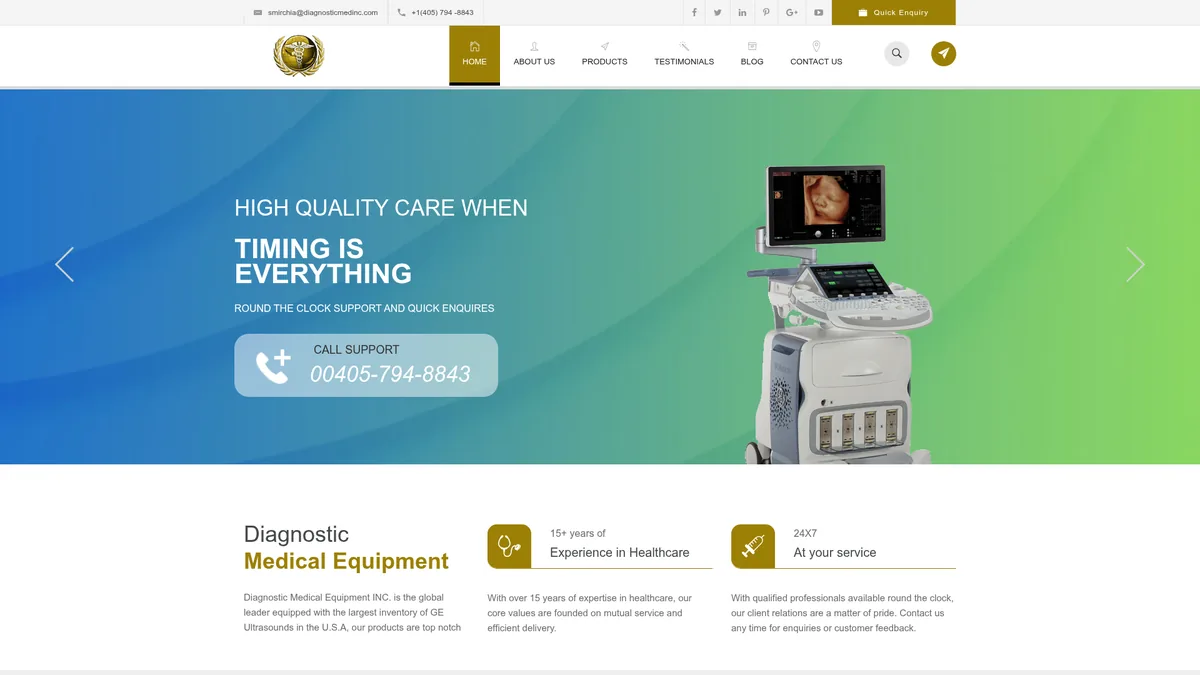 Home page of Diagnostic Medical Equipment Inc.